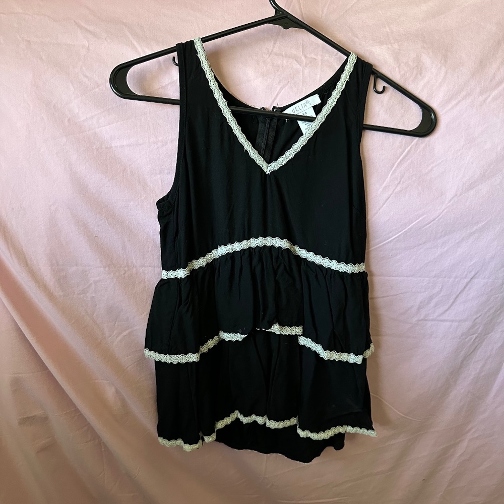 dELiA*s XS black tank top with white lace detailing Delia’s